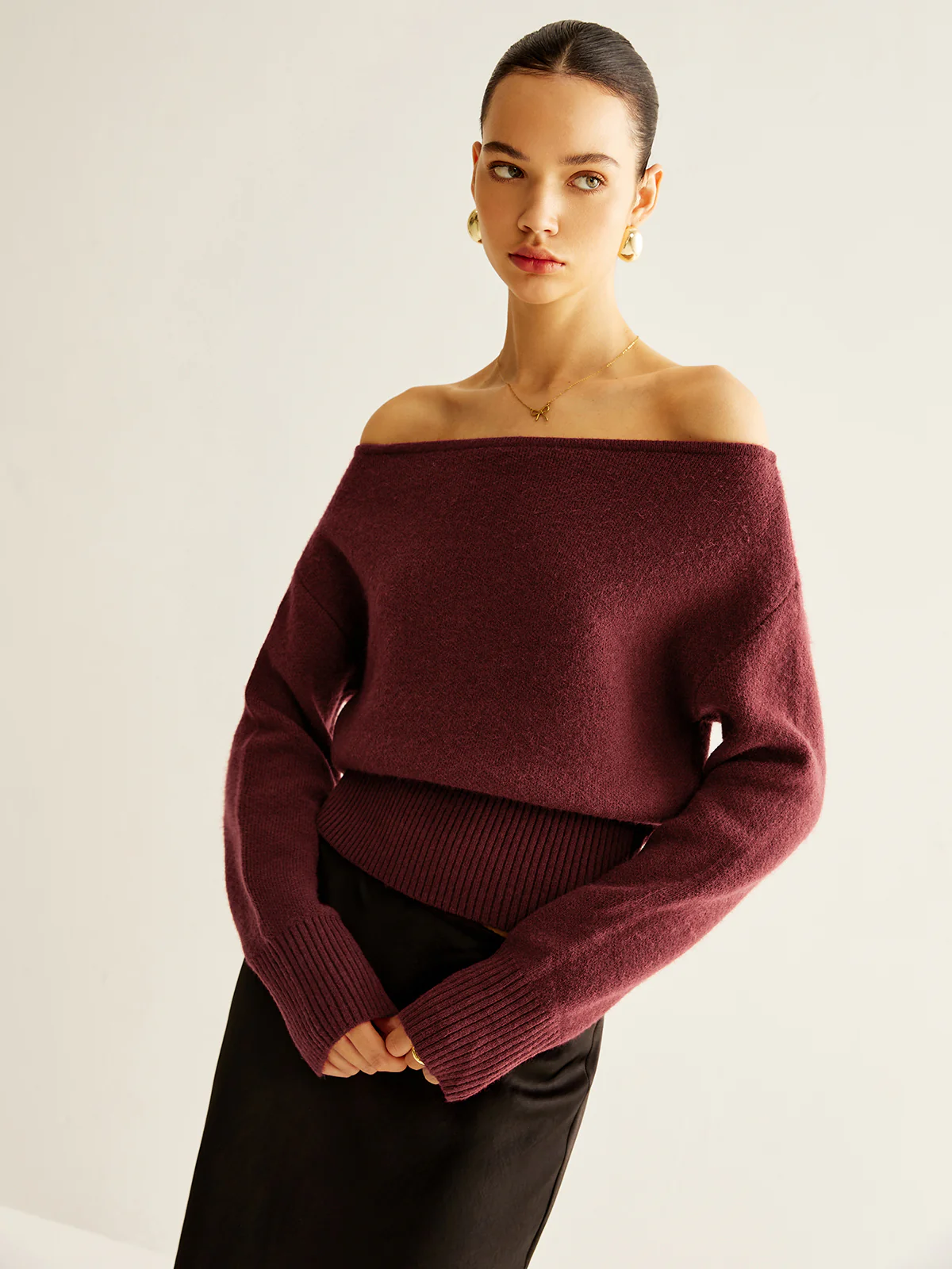 Cold-Shoulder Cinched Sweater - Image 4