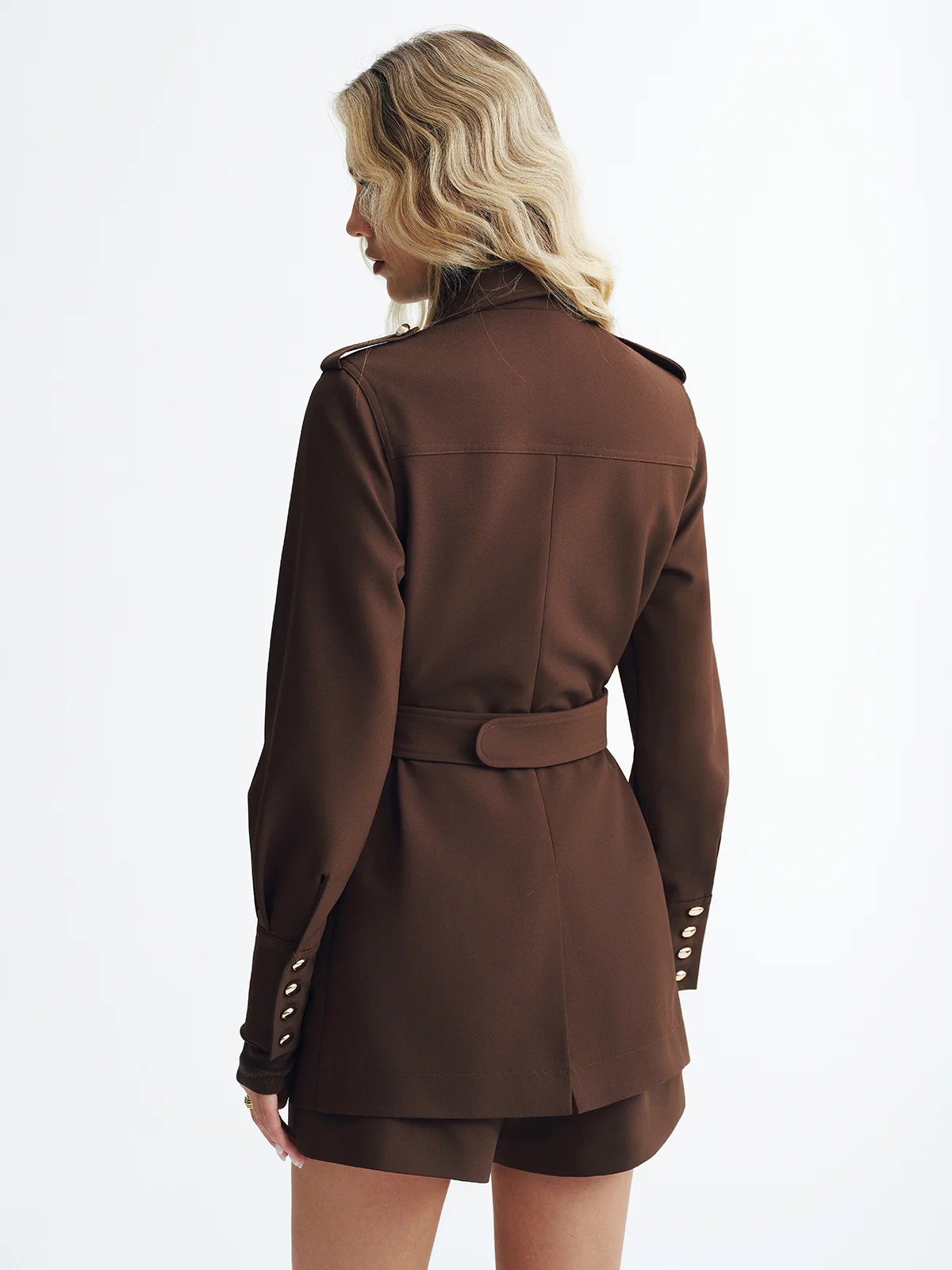 Collared Belted Utility Trench Coat - Image 5