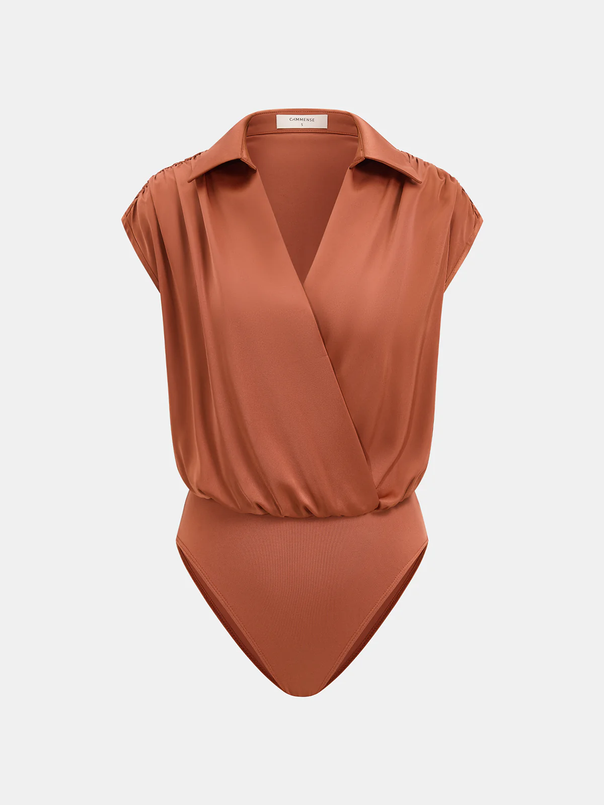 Collared Cap Sleeve Wrap Bodysuit