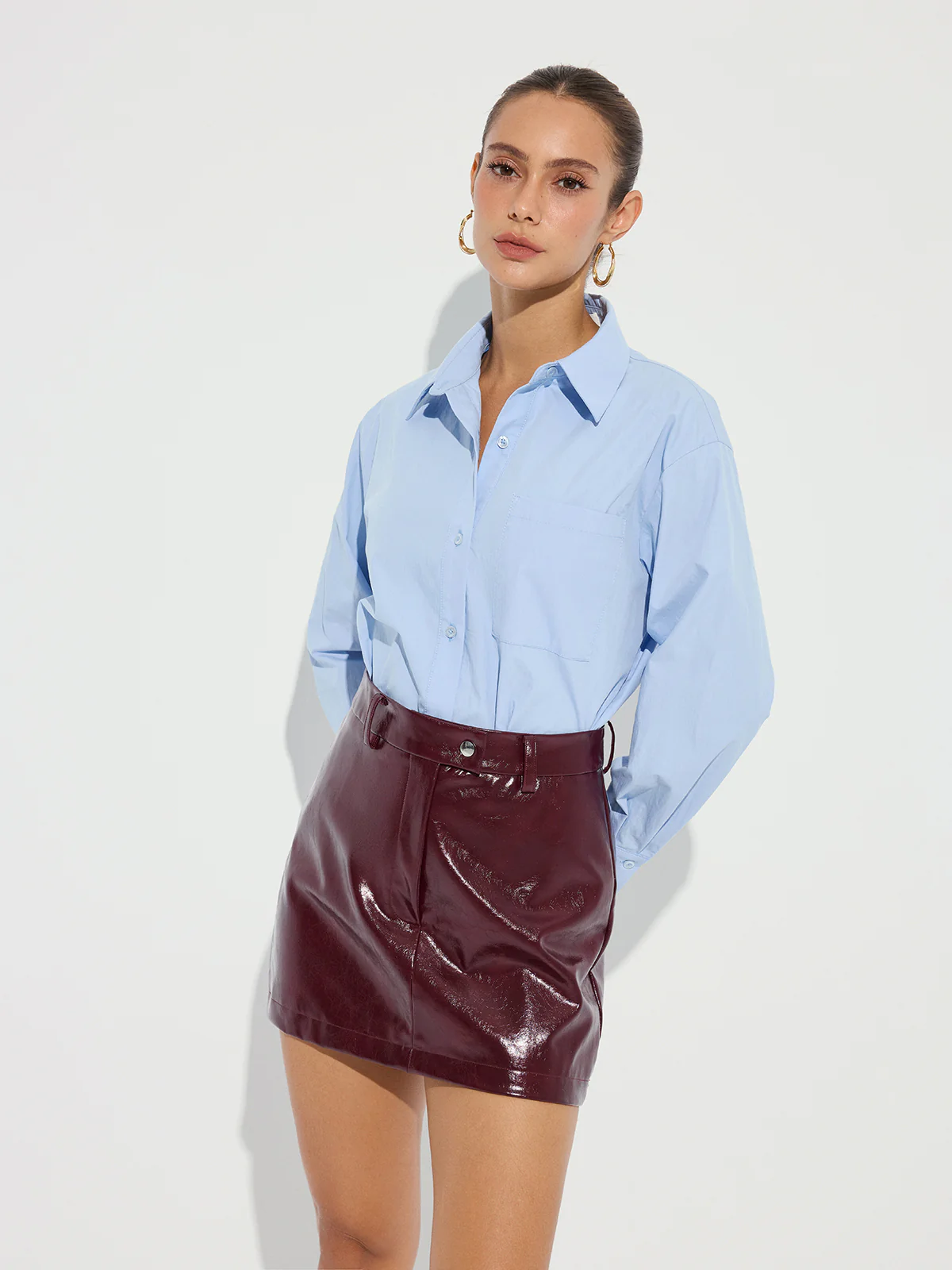 Collared Casual Long Sleeve Button-Down Shirt - Image 4