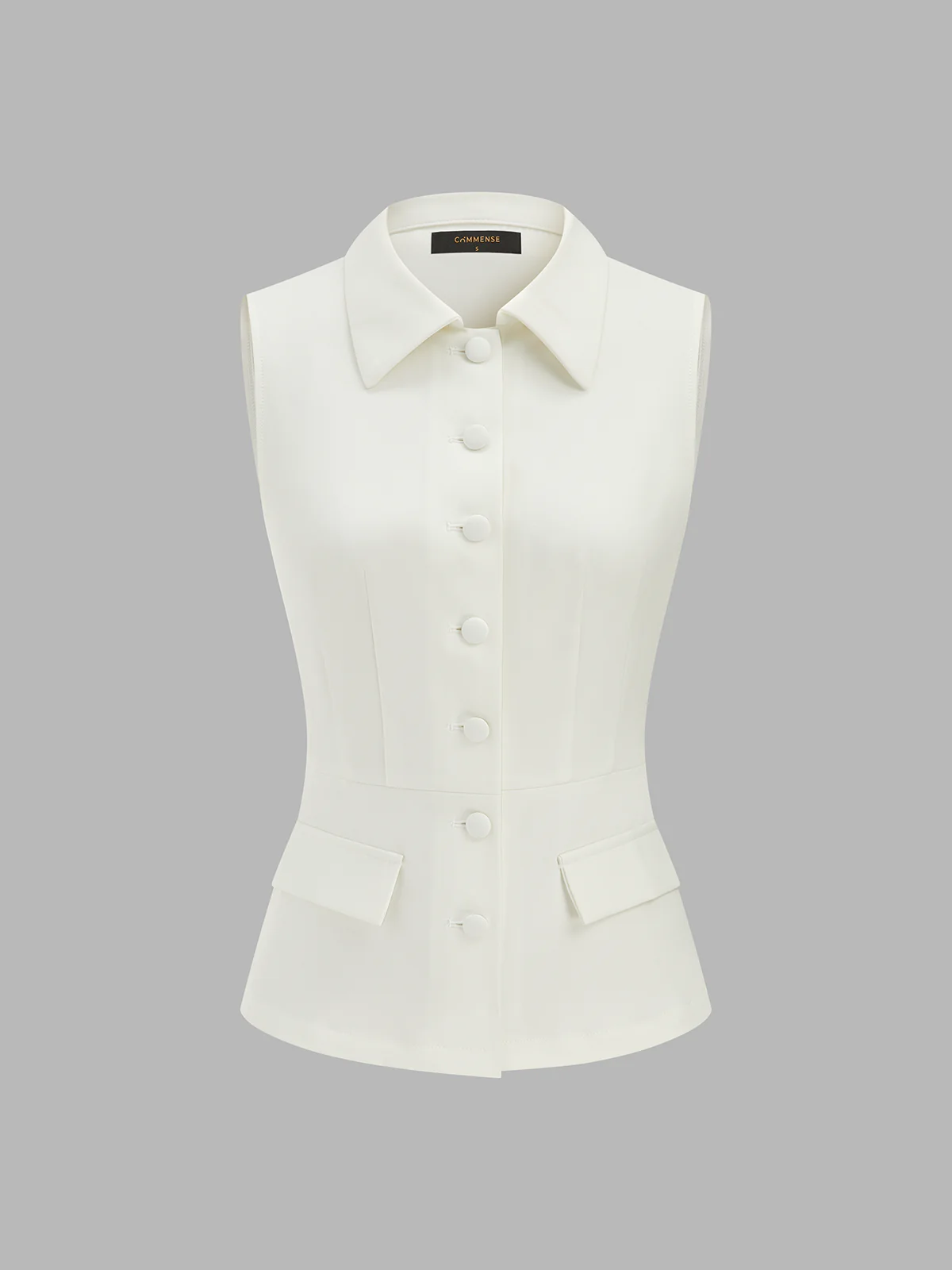 Collared Cotton Linen Vest & Pants Set - Image 3