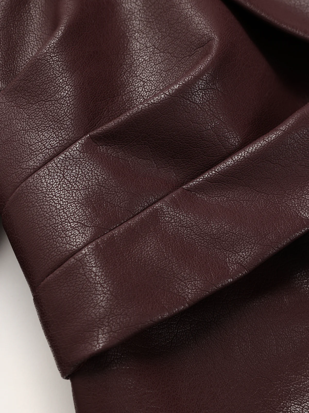 Collared Faux Leather Cropped Cross-Front Top - Image 6