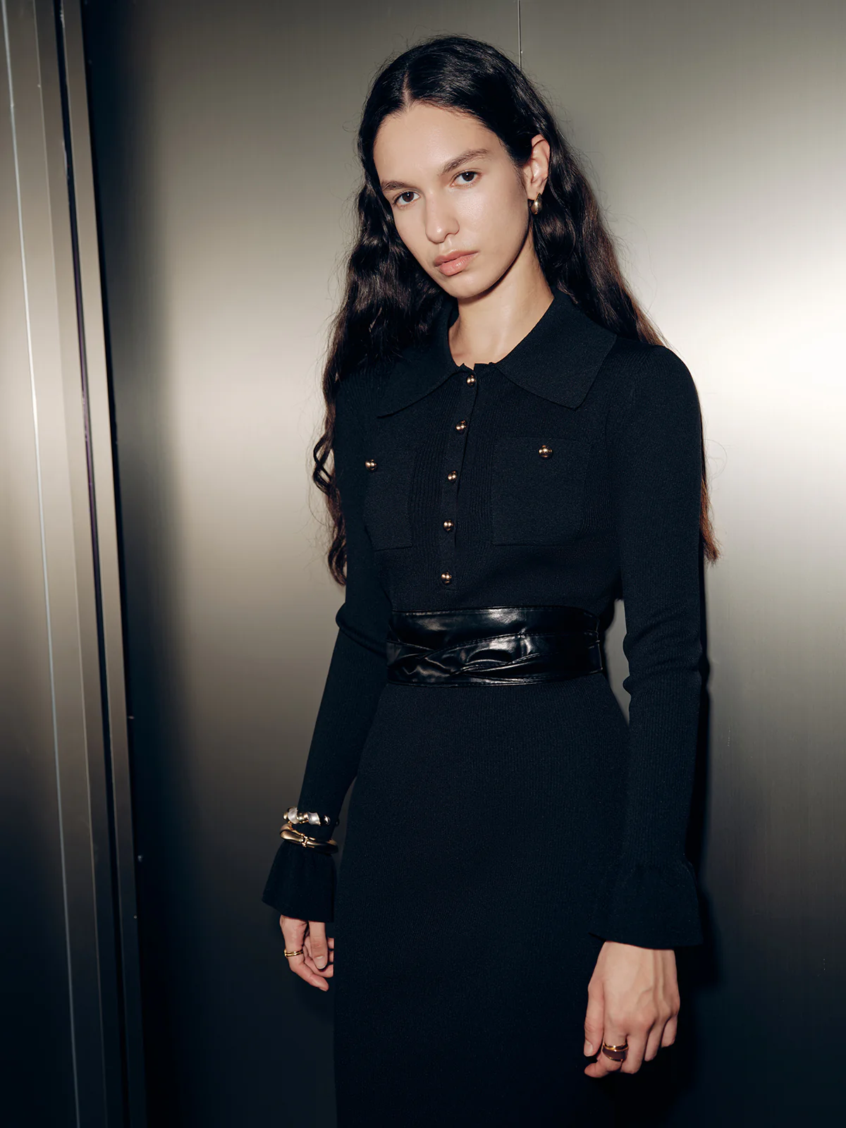 Collared Long Sleeve Maxi Dress - Image 7