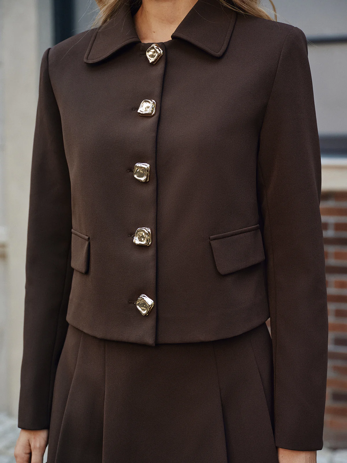 Collared Metal Button Jacket - Image 4