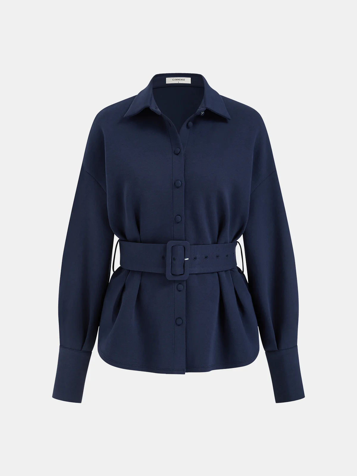 Collared Pleated Belted Sweatshirt