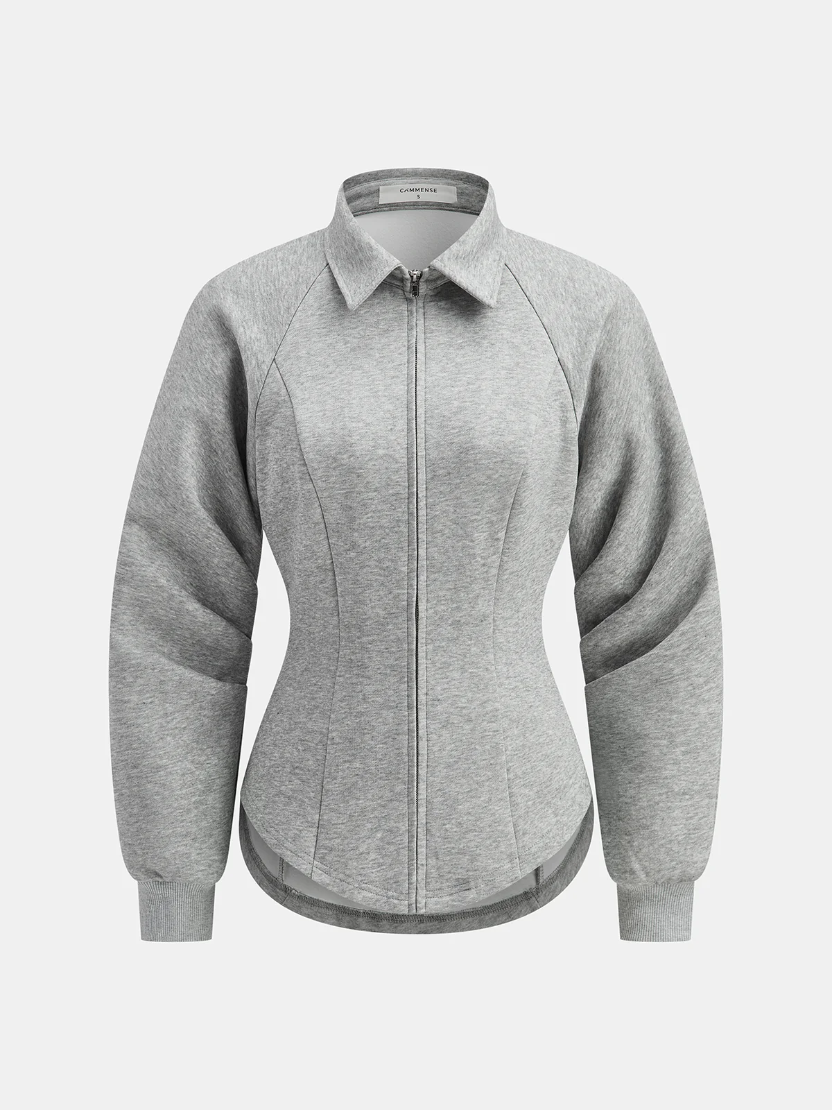Collared Tailored Zip-Up Sweatshirt Jacket - Image 6