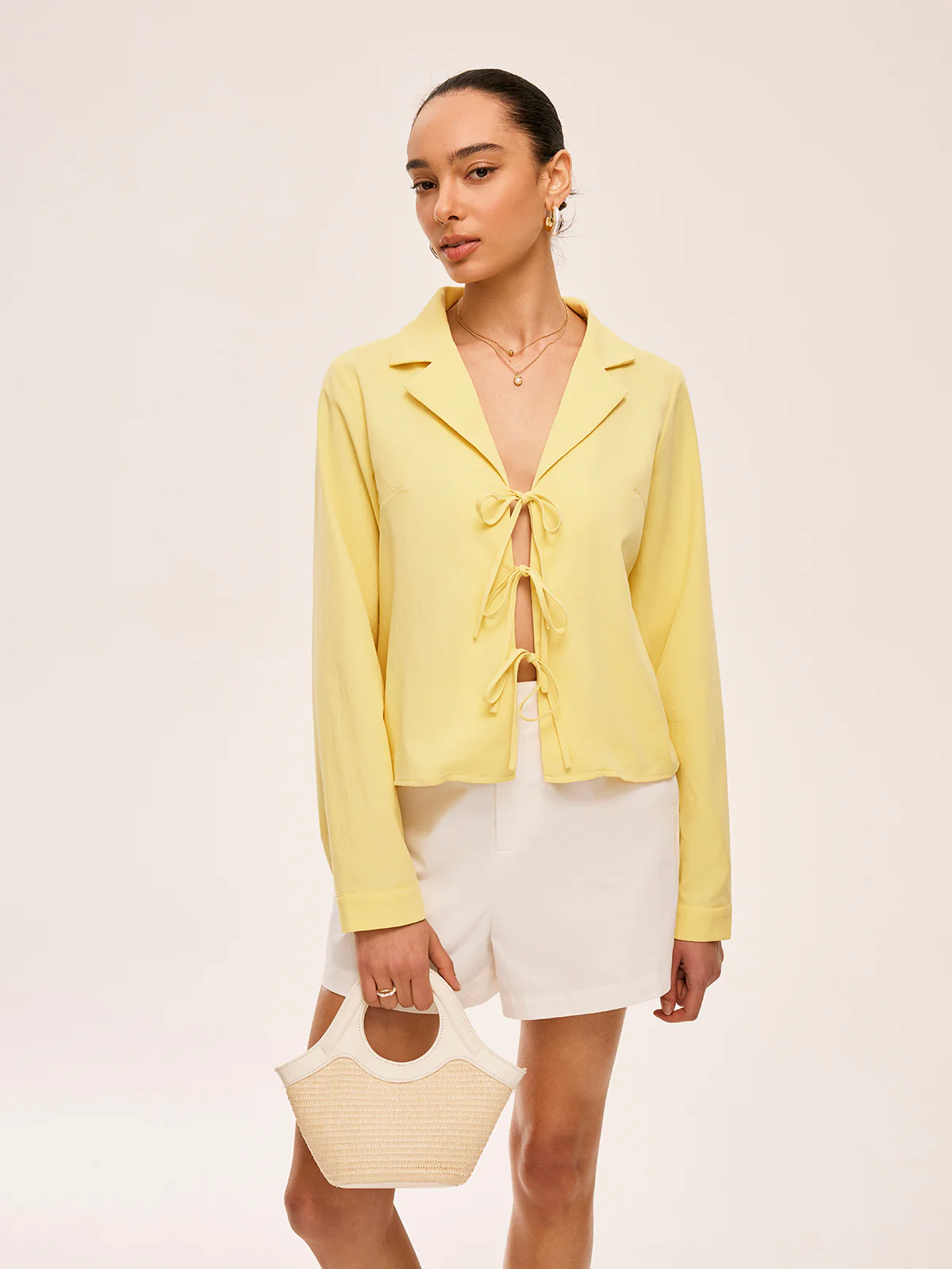 Collared Tie-Front Blouse - Image 2