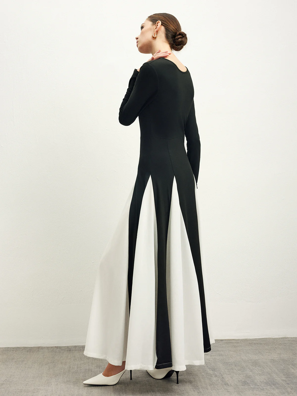 Color Block Chiffon Flowy Dress - Image 3