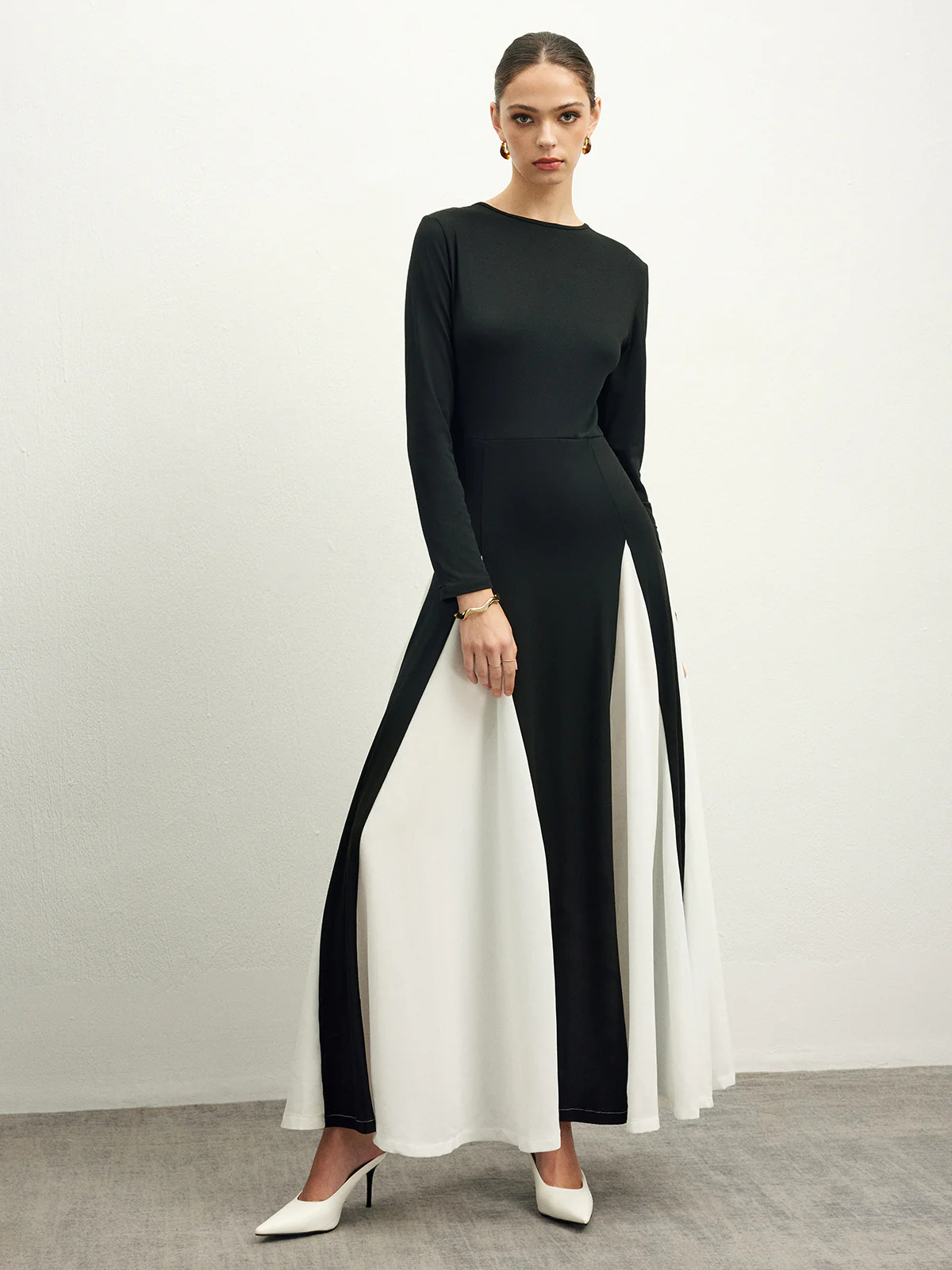 Color Block Chiffon Flowy Dress - Image 5