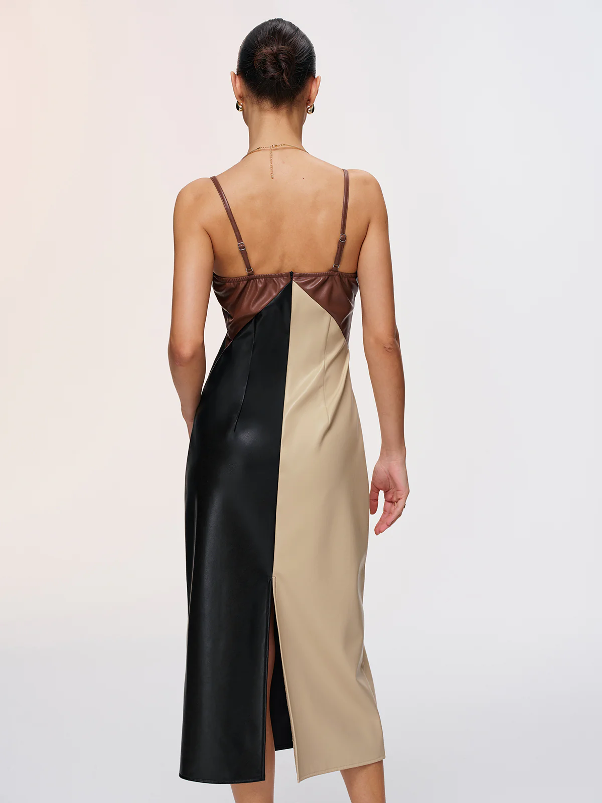 Color-Block Faux Leather Cami Dress - Image 6