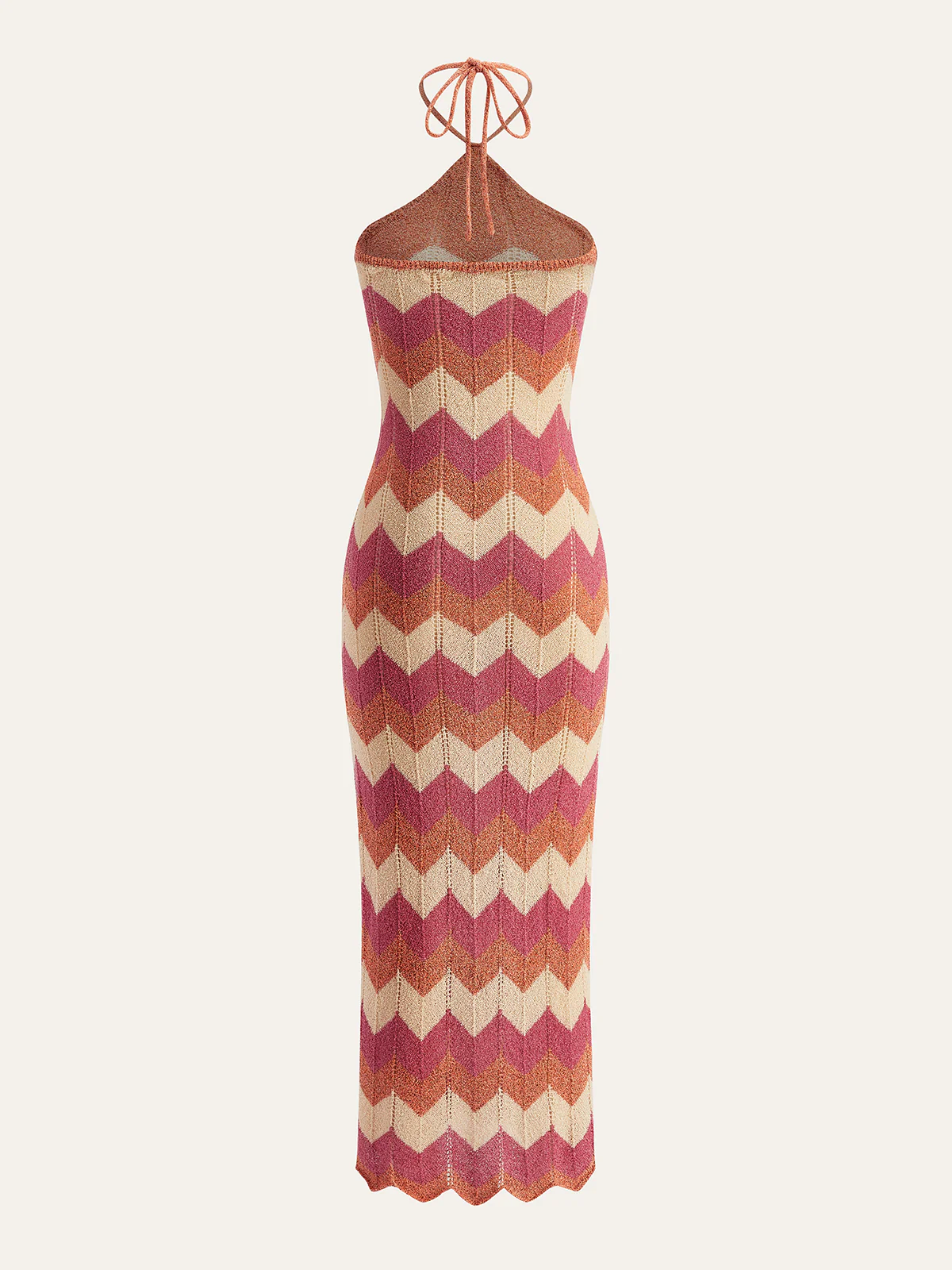 Color Block Halter Knotted Split Sweater Dress - Image 3