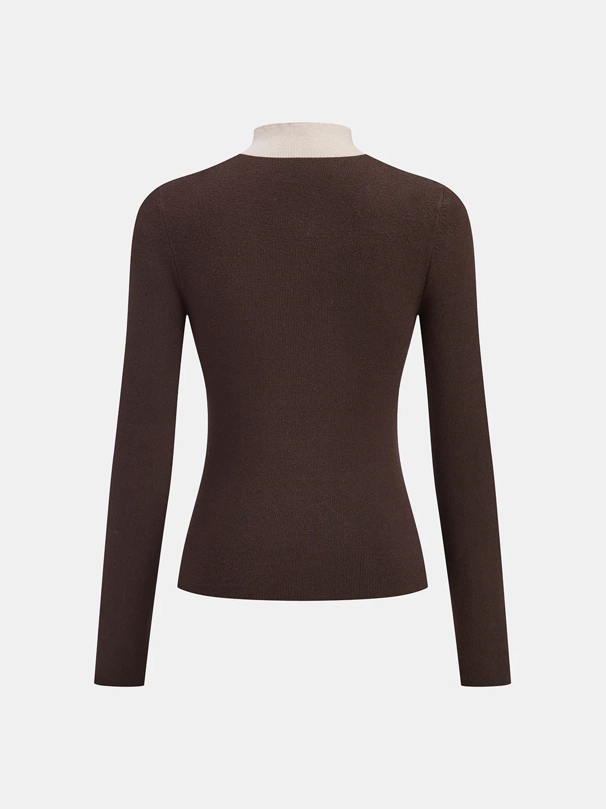 Color Block Mock Neck Fitted Knit Top - Image 3