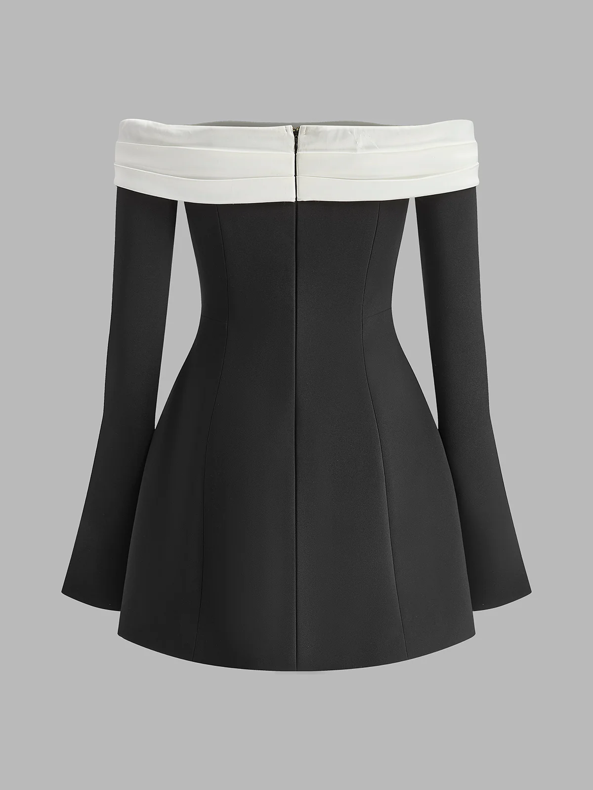 Color Block Off-Shoulder Bell Sleeve Dress - Image 2