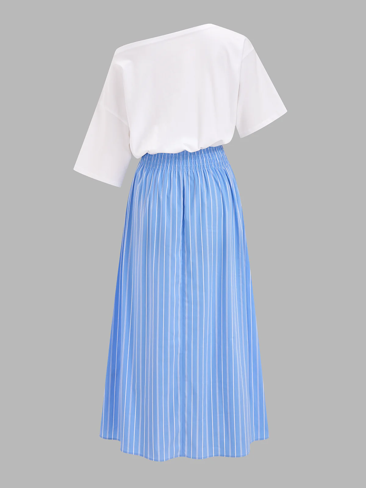 Color Block Off-Shoulder Striped Midi Dress - Image 3