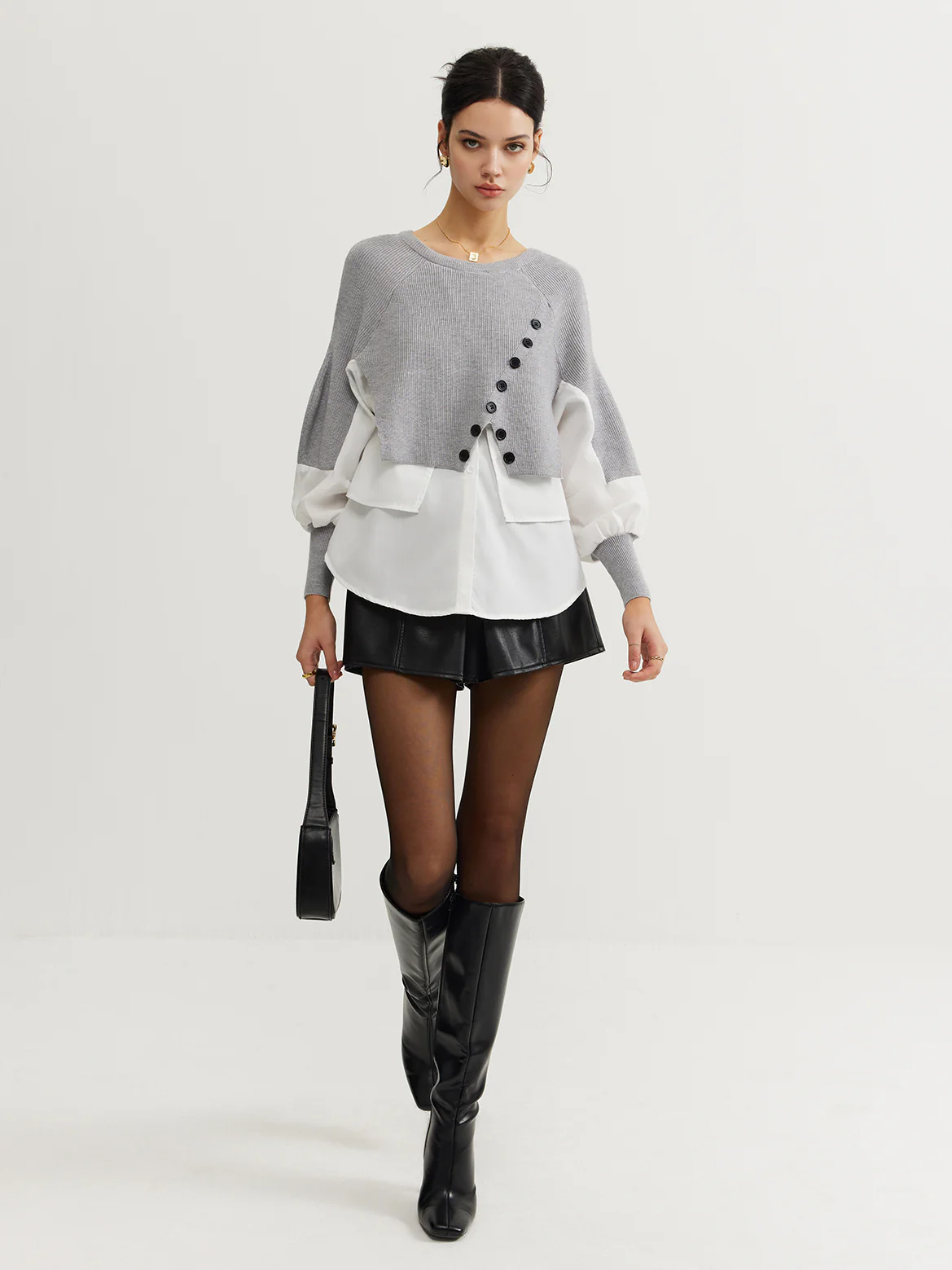 Color Block Panel Knit Top - Image 2