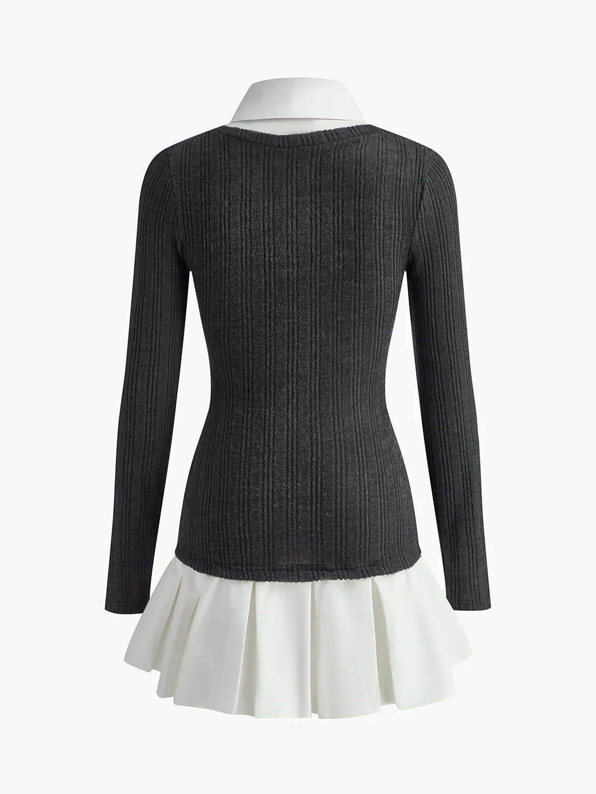 Color Block Panel Lapel Knit Dress - Image 2