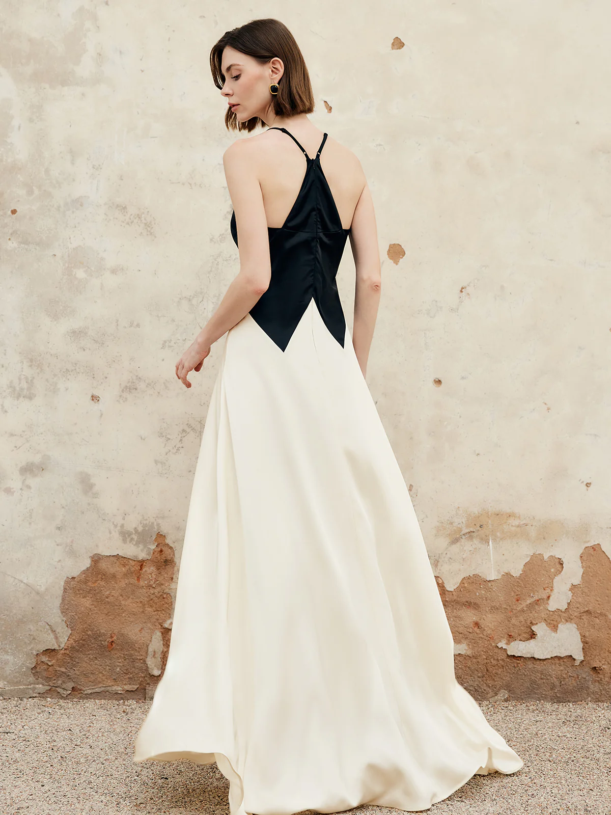 Color Block Pleated Cutout Cami Long Dress - Image 7