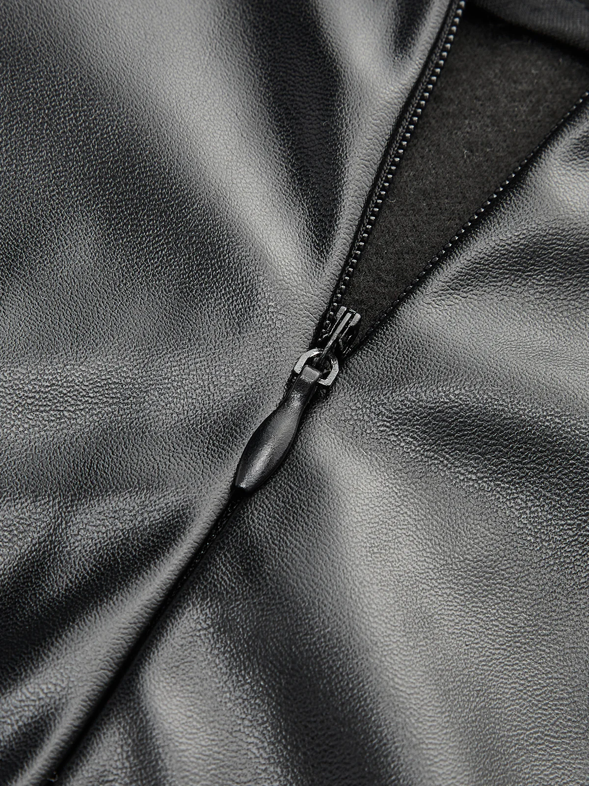 Color Block Pleated Faux Leather Panel Skirt - Image 3