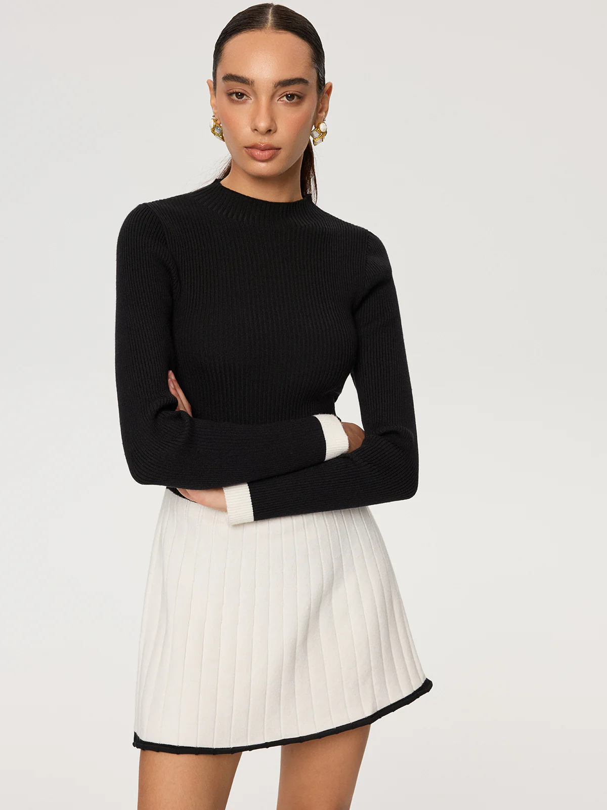 Color-Block Ribbed Knit Mini Dress - Image 4