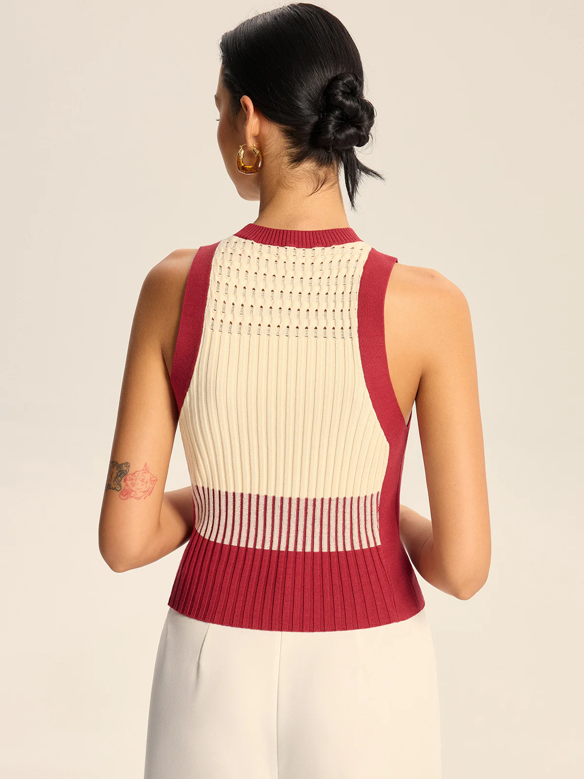Color-Block Ribbed Knit Tank Top - Image 5