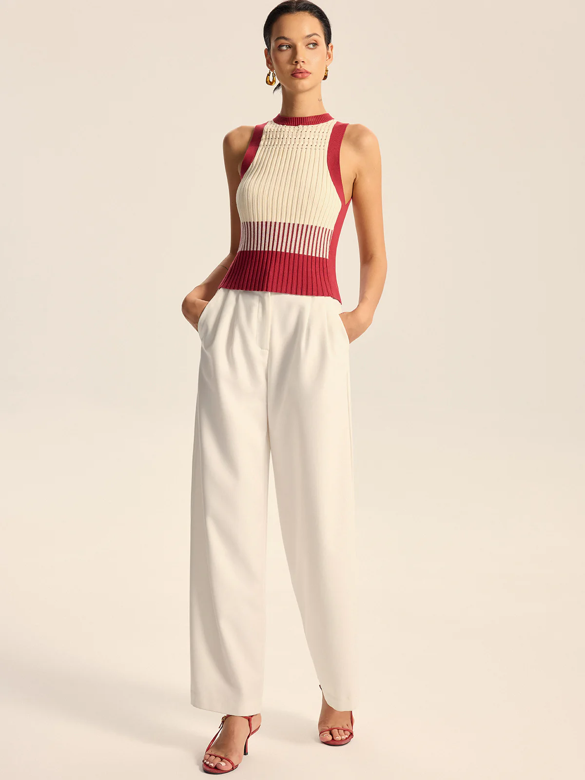 Color-Block Ribbed Knit Tank Top - Image 6