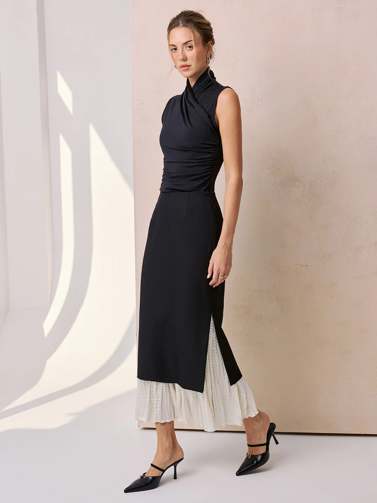 Color Block Ruffle Hem Maxi Skirt - Image 2