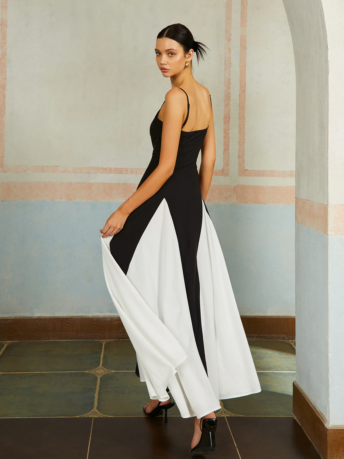Color Block Spaghetti Strap Long Dress - Image 4