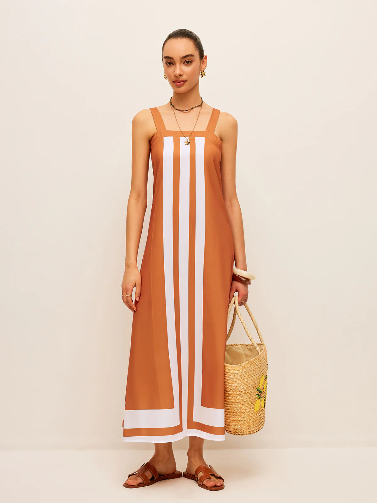 Color Block Square Neck Dress