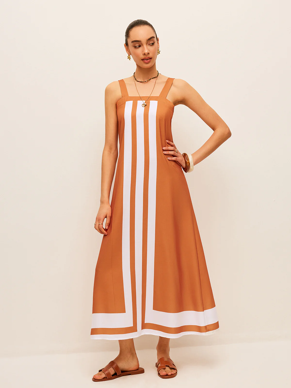 Color Block Square Neck Dress - Image 2