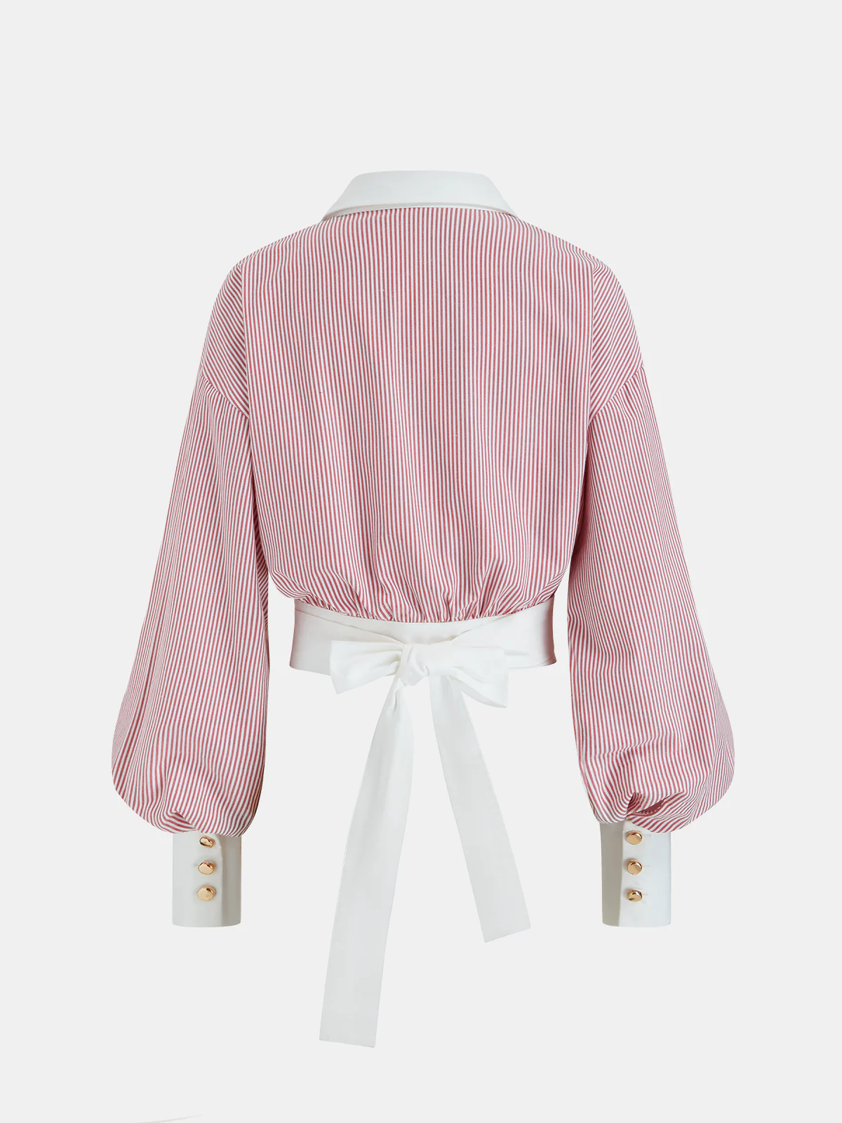 Color-Block Striped Tie-Waist Shirt - Image 2