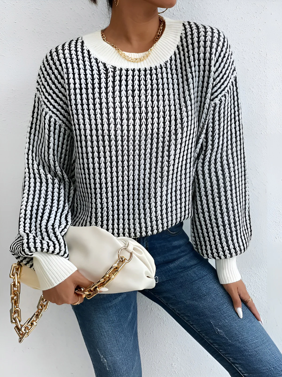 Color Block Striped Knit Top - Image 2