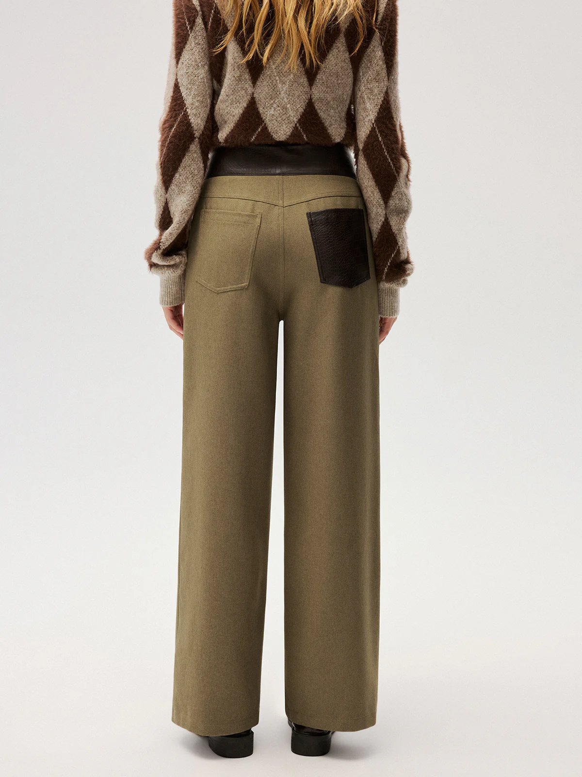 Color-Block Waist Wide-Leg Pants - Image 4