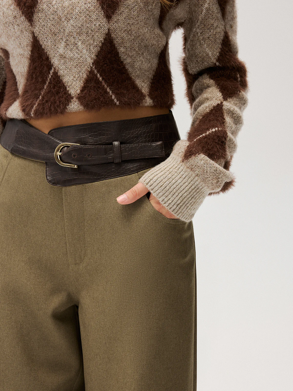 Color-Block Waist Wide-Leg Pants - Image 5