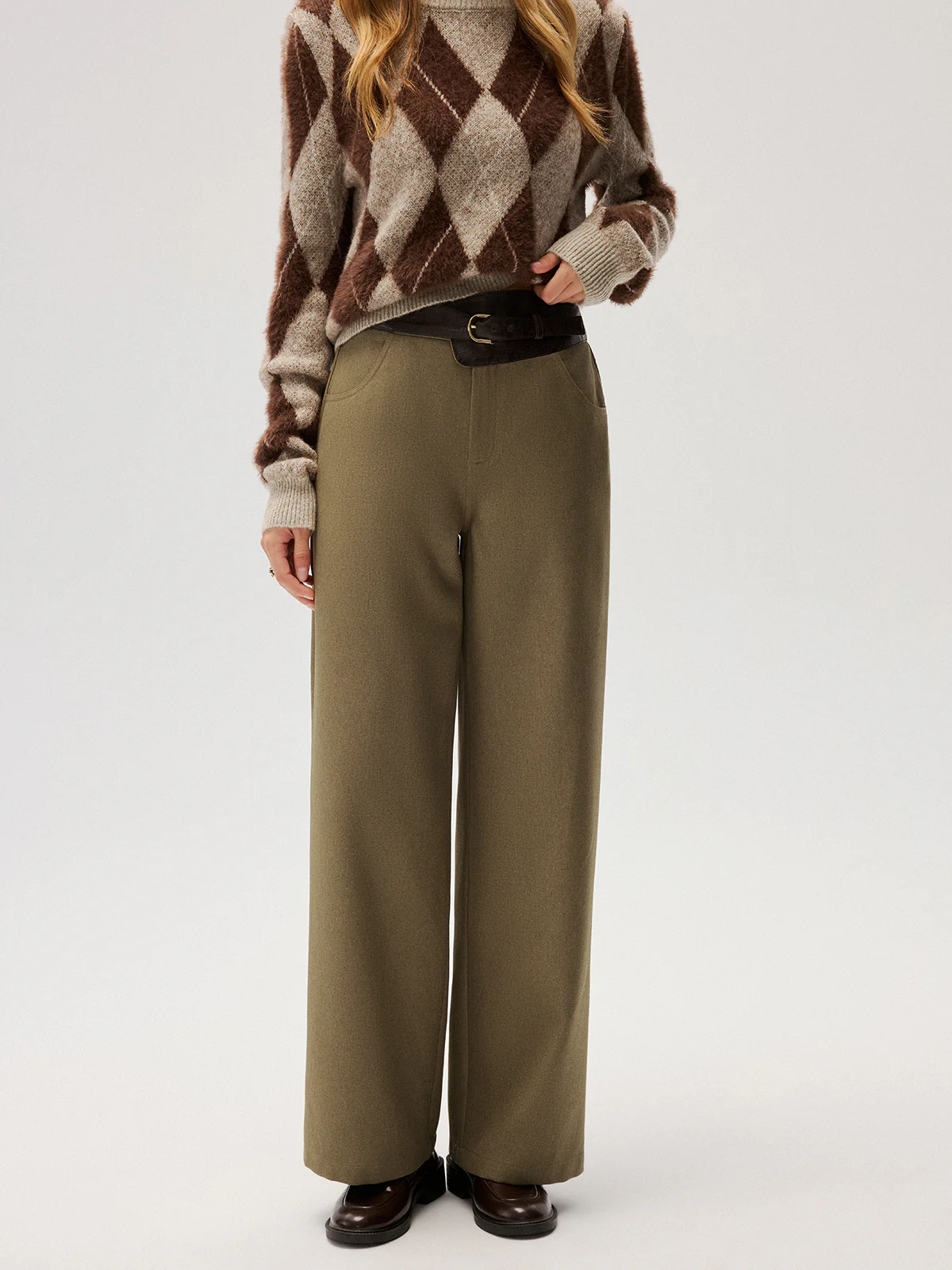 Color-Block Waist Wide-Leg Pants - Image 6