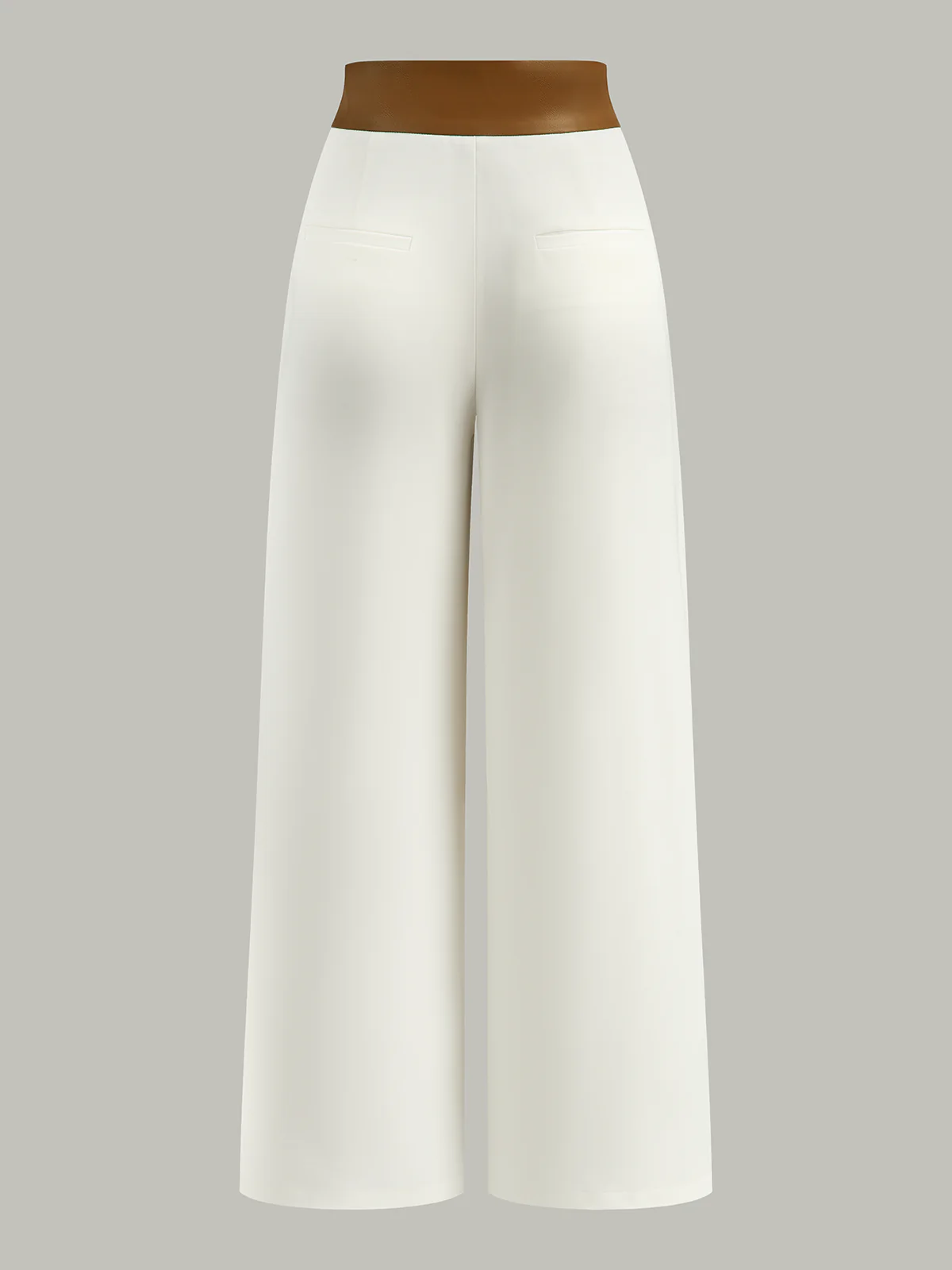 Faux Leather 2-Tone Waist Wide-Leg Pants - Image 2