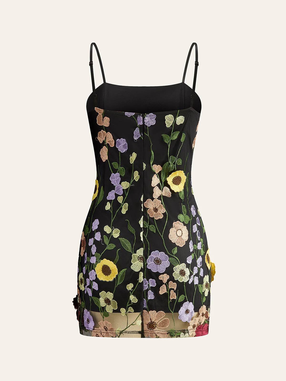 Colorful Floral Embroidered Mesh Dress - Image 2