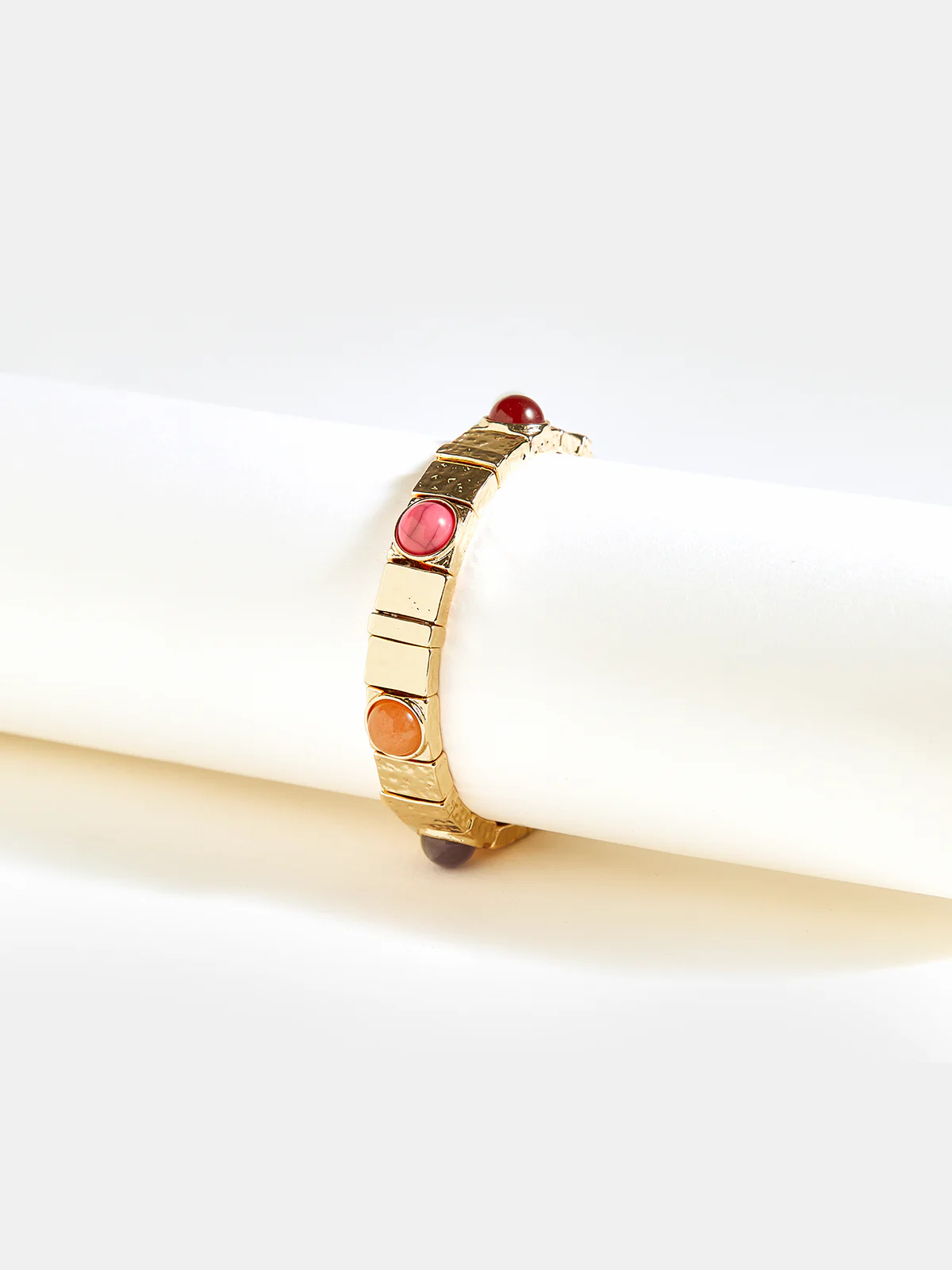 Colorful Gemstone Elastic Golden Bracelet - Image 2
