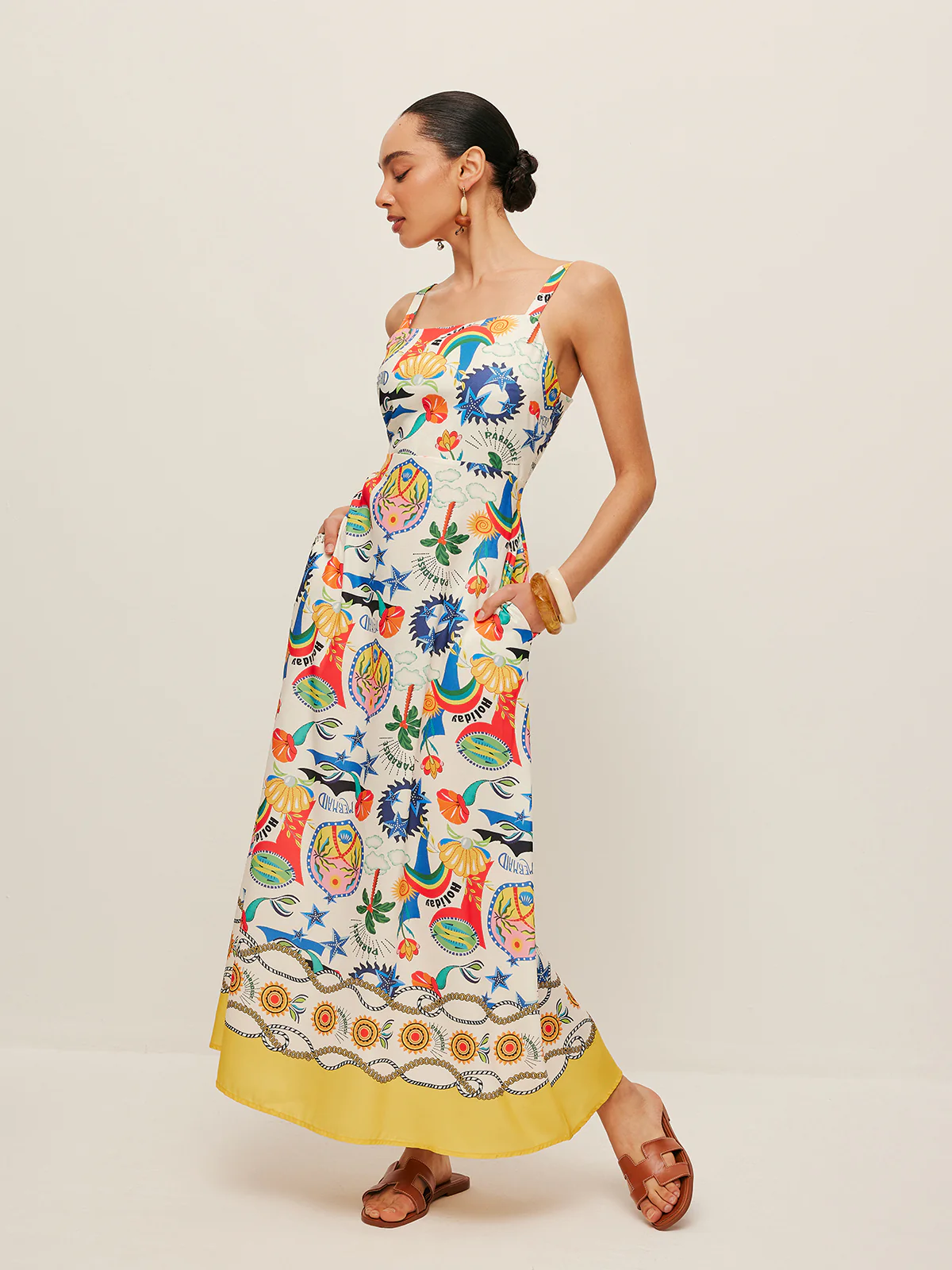 Colorful Print Strappy Dress - Image 3