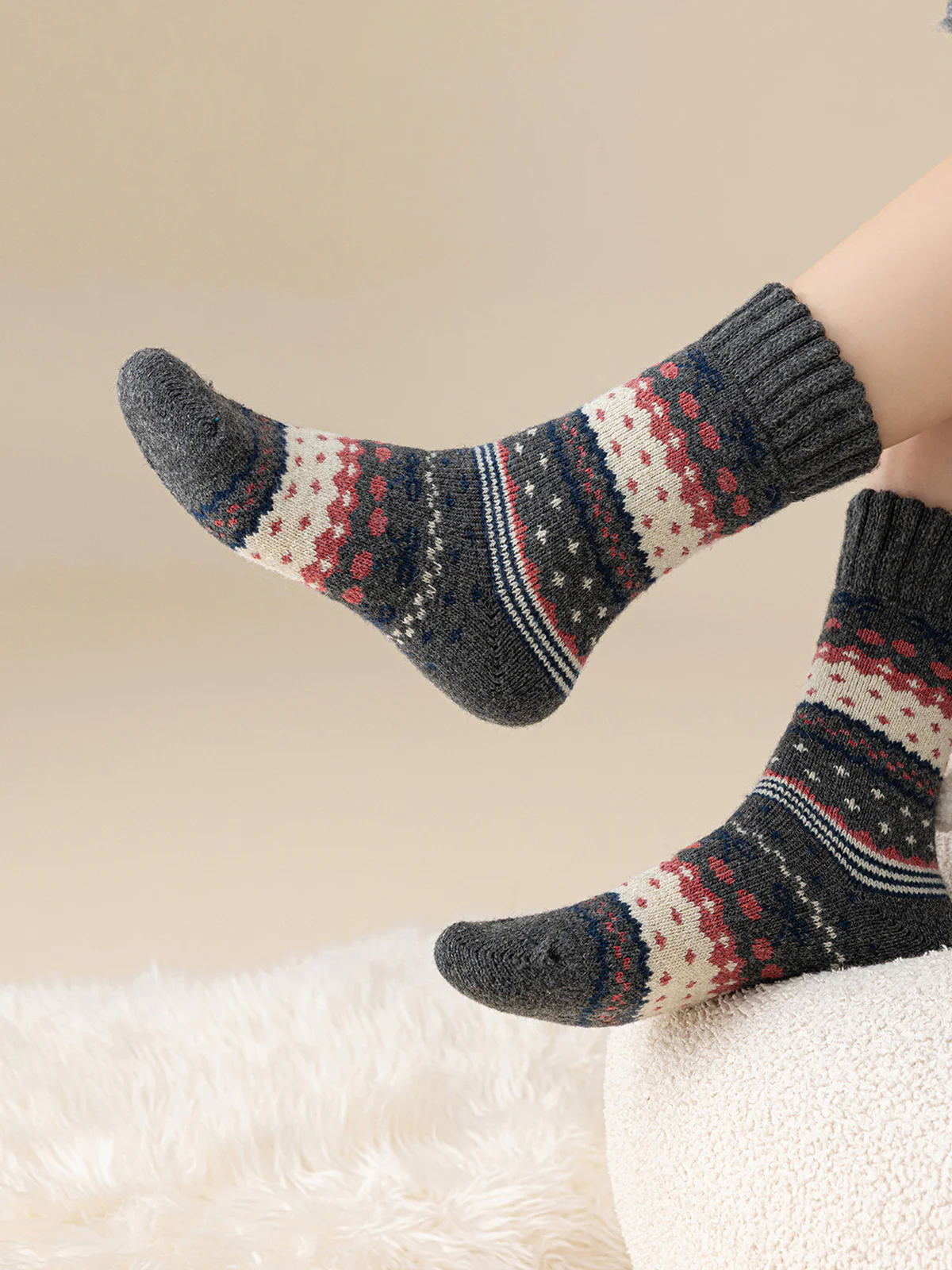 Colorful Printed Knit Mid-Calf Socks - Image 3