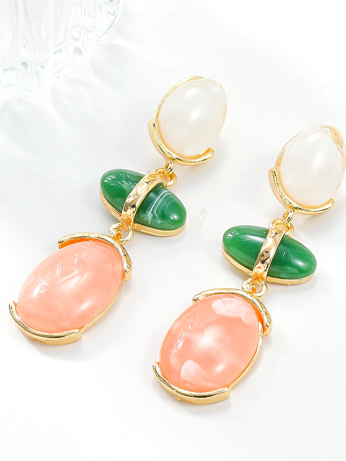 Colorful Rhinestone Pendant Earrings - Image 2
