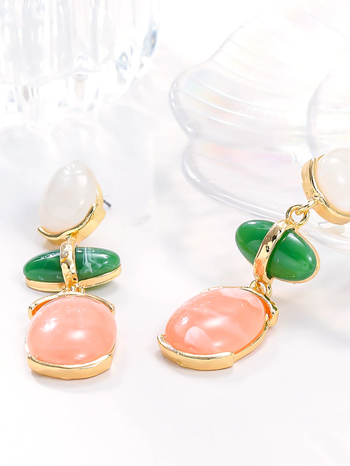 Colorful Rhinestone Pendant Earrings - Image 3