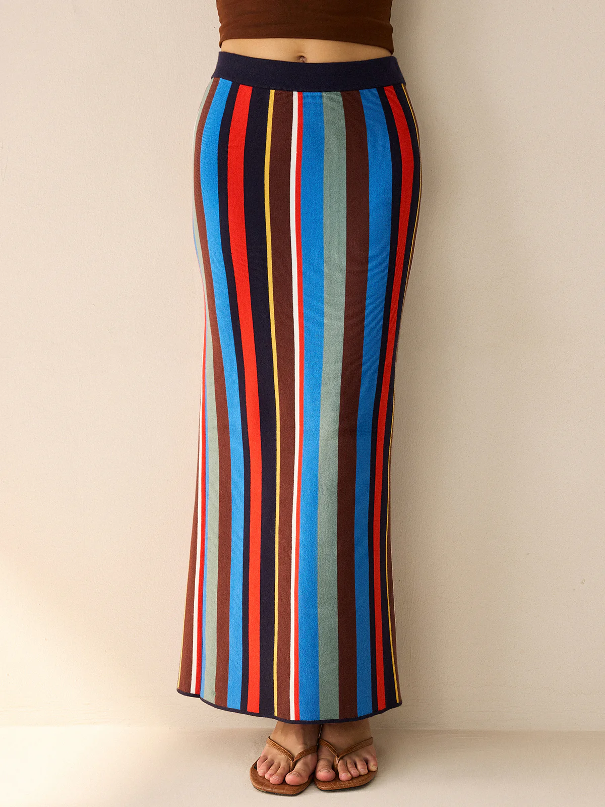 Colorful Striped Knit Maxi Skirt - Image 2