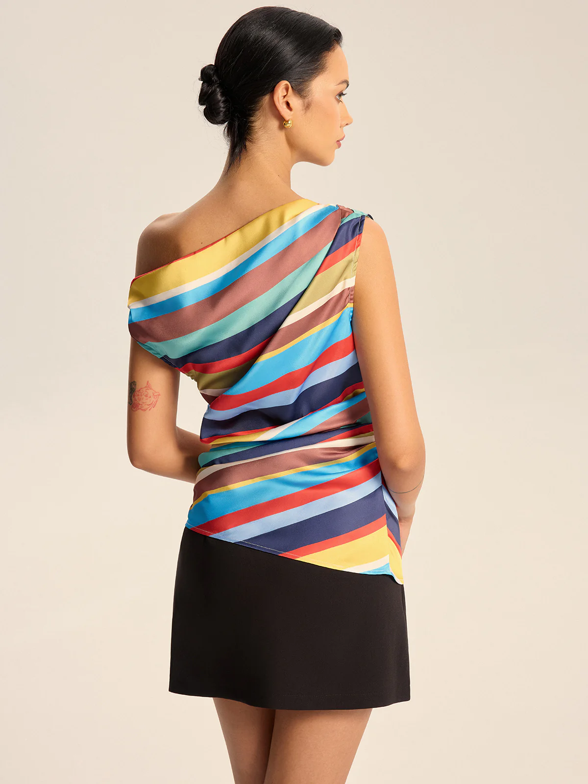 Colorful Striped One-Shoulder Top - Image 5