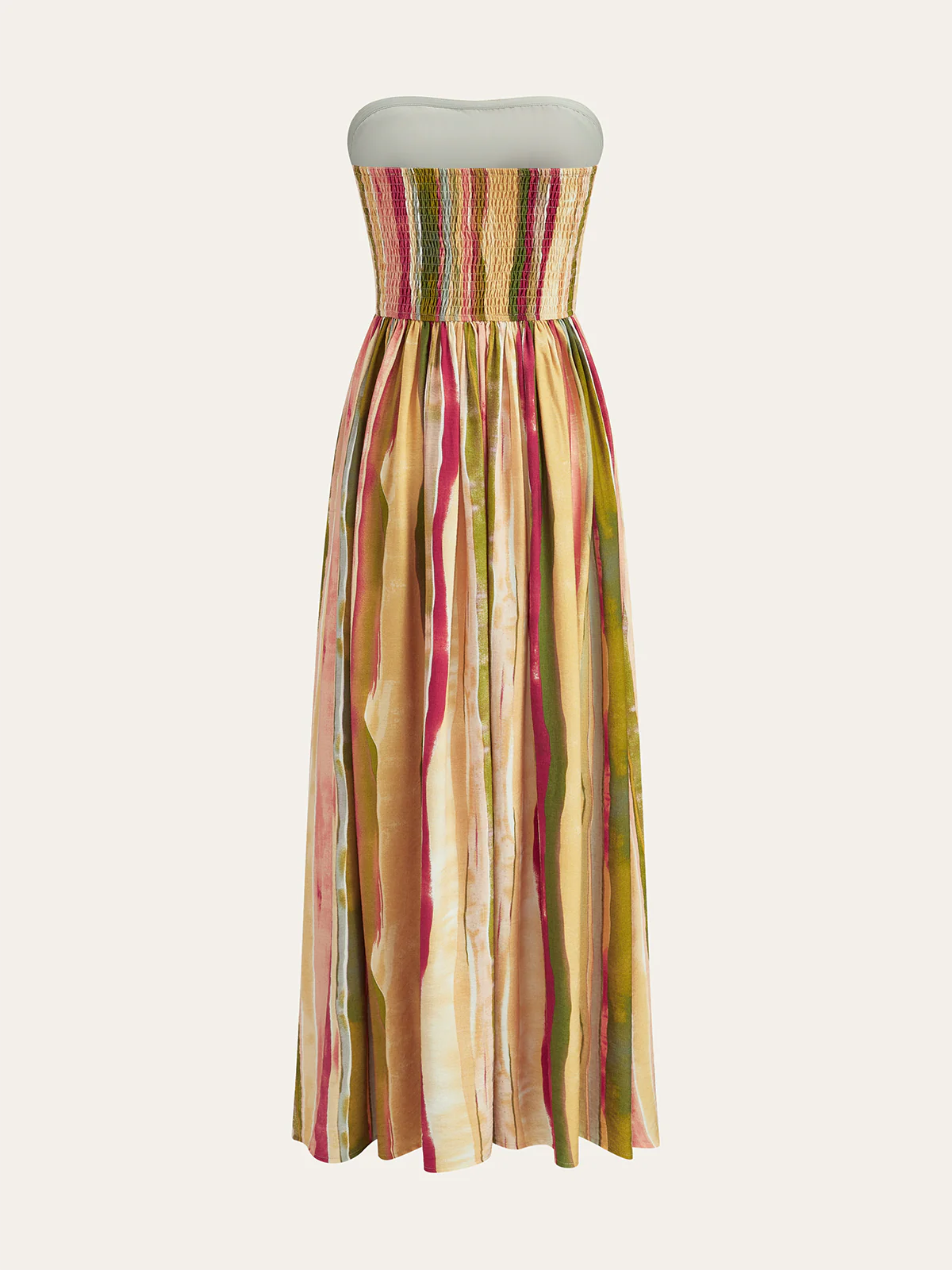 Colorful Striped Strapless Cotton Maxi Dress - Image 5