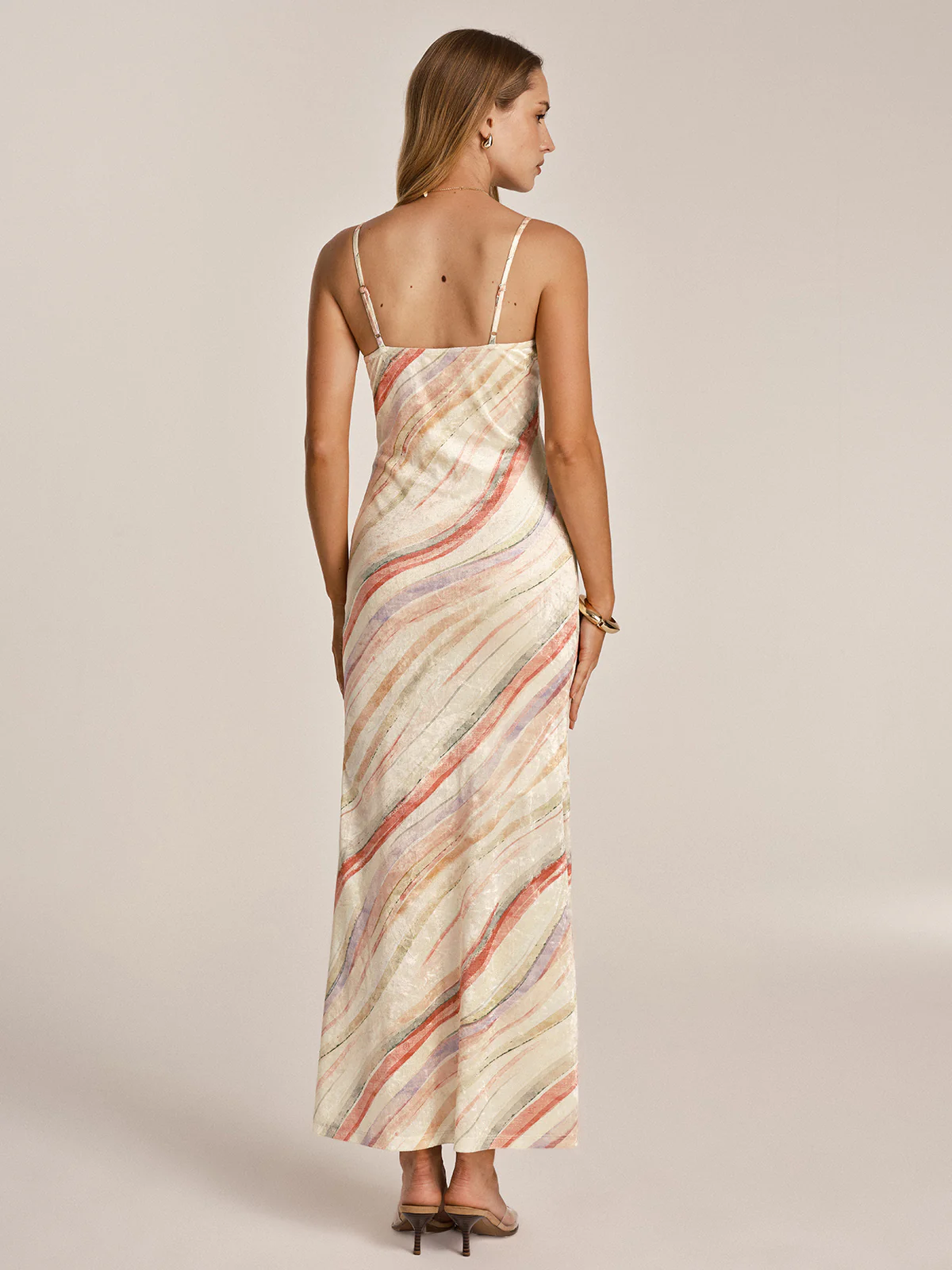 Colorful Wave Stripe Cami Mermaid Maxi Dress - Image 5