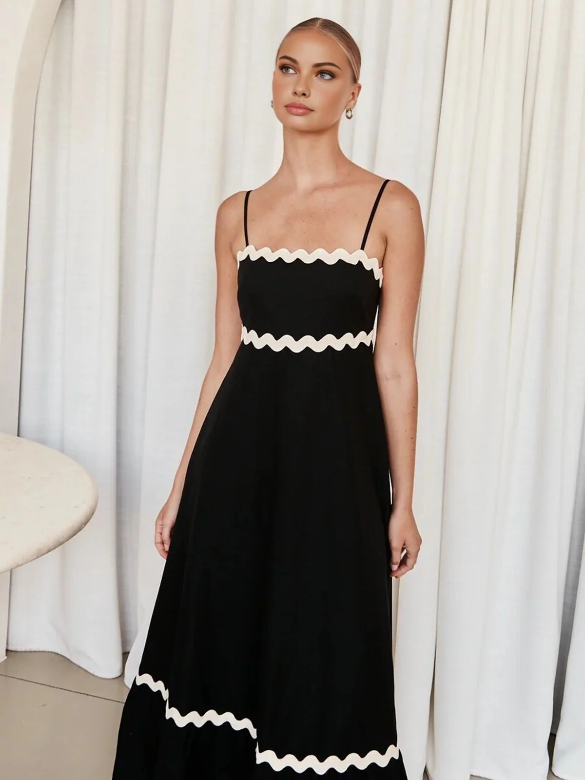 Contast Trim Cami Long Dress - Image 4