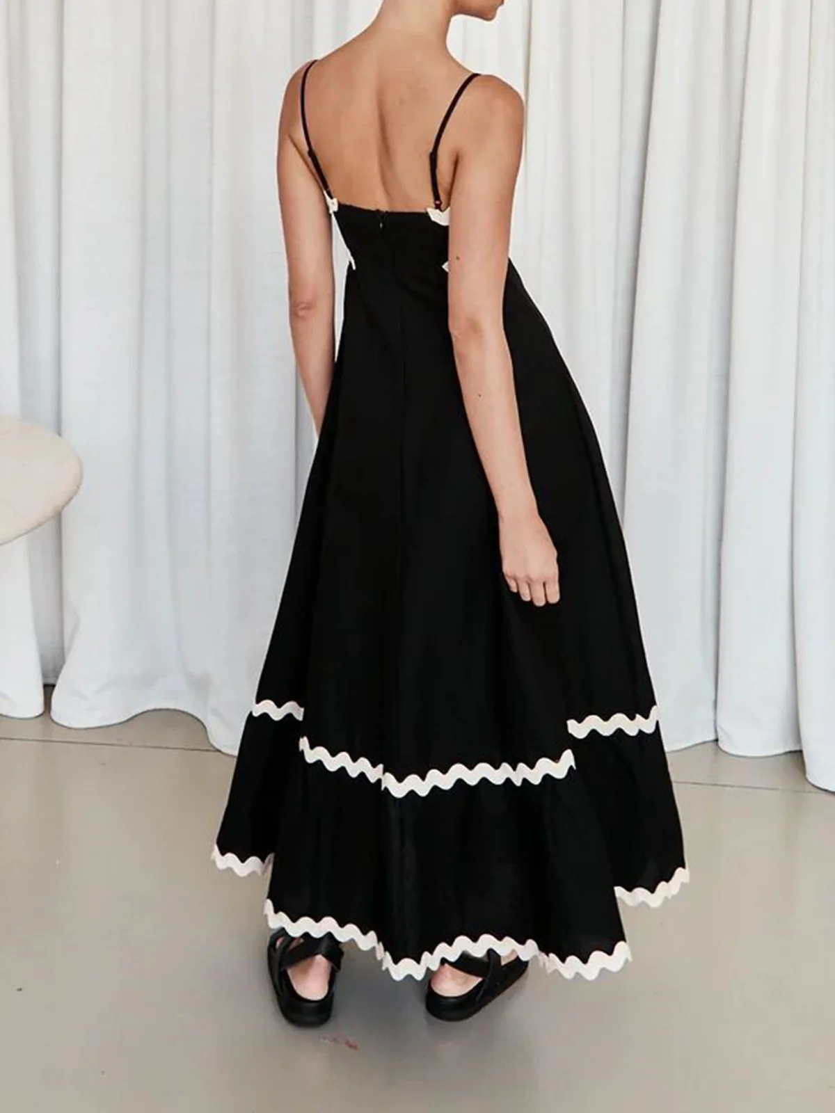 Contast Trim Cami Long Dress - Image 5