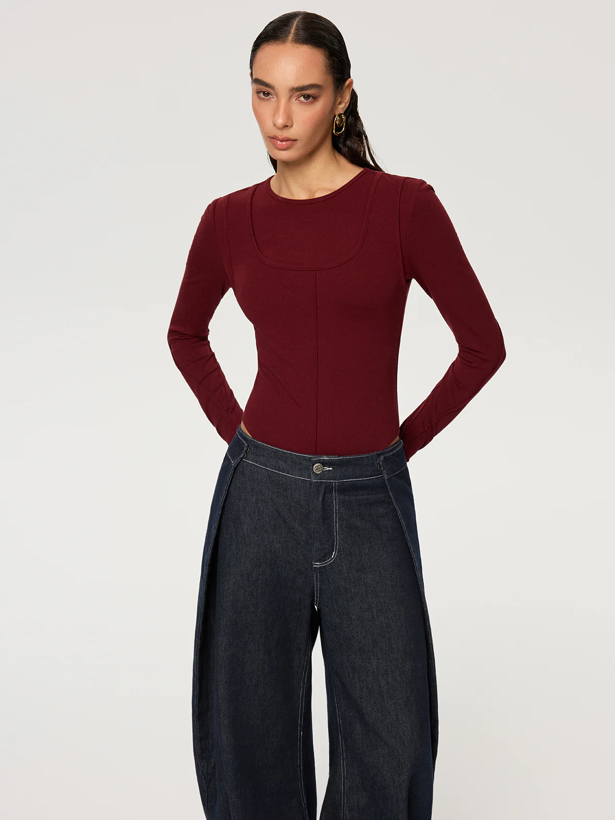 Contour-Seam Long Sleeve Bodysuit - Image 5