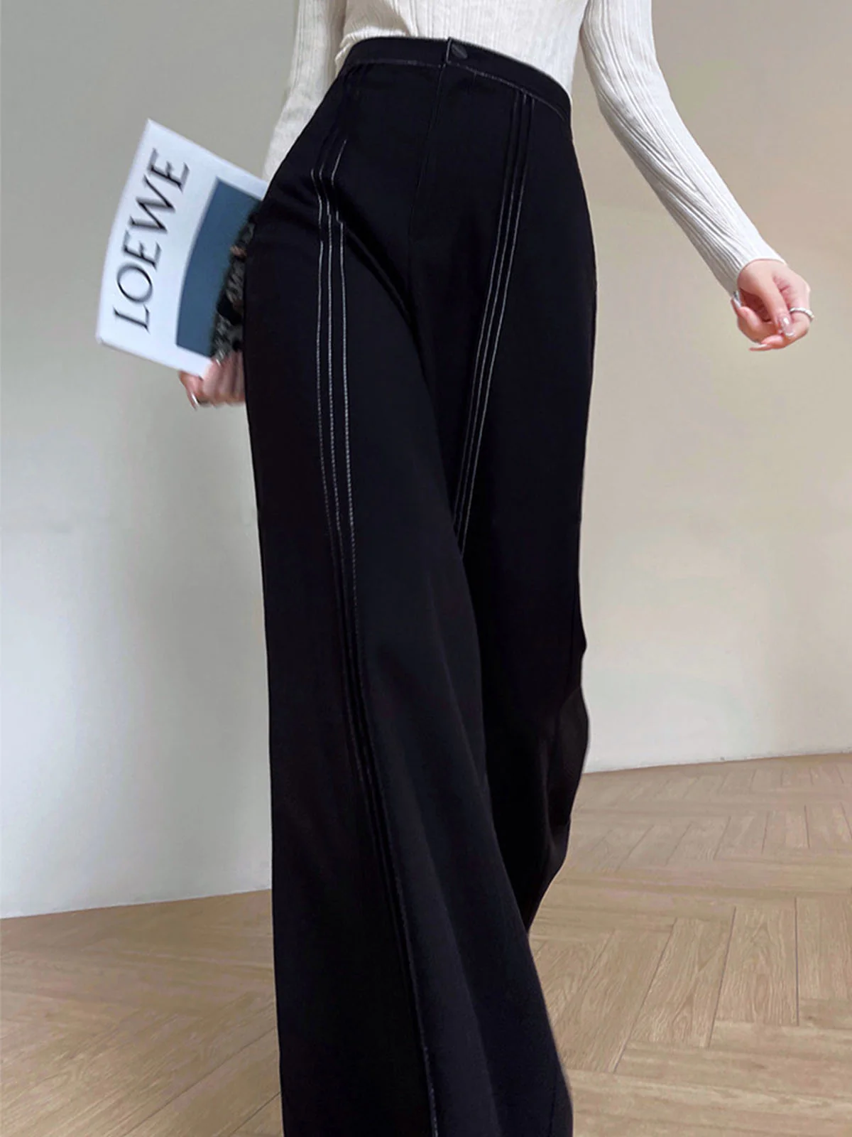 Contrast Bars Wide-Leg Flare Pants - Image 4