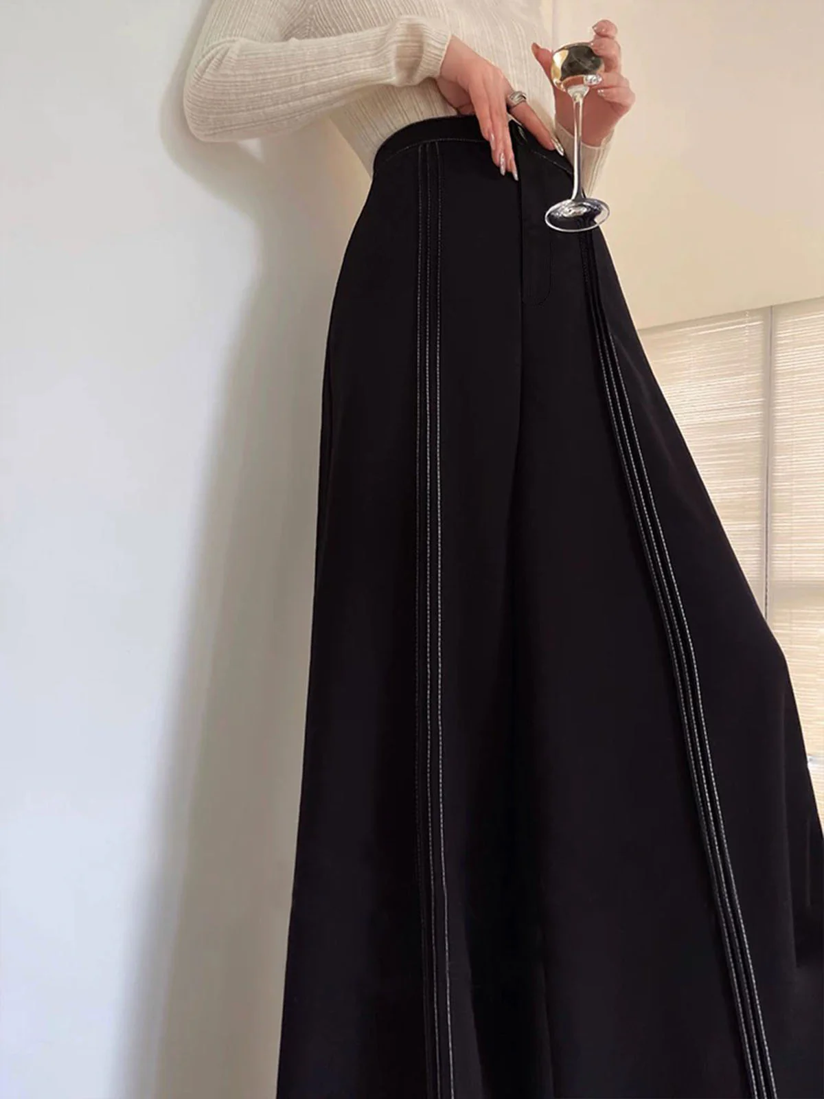 Contrast Bars Wide-Leg Flare Pants - Image 5